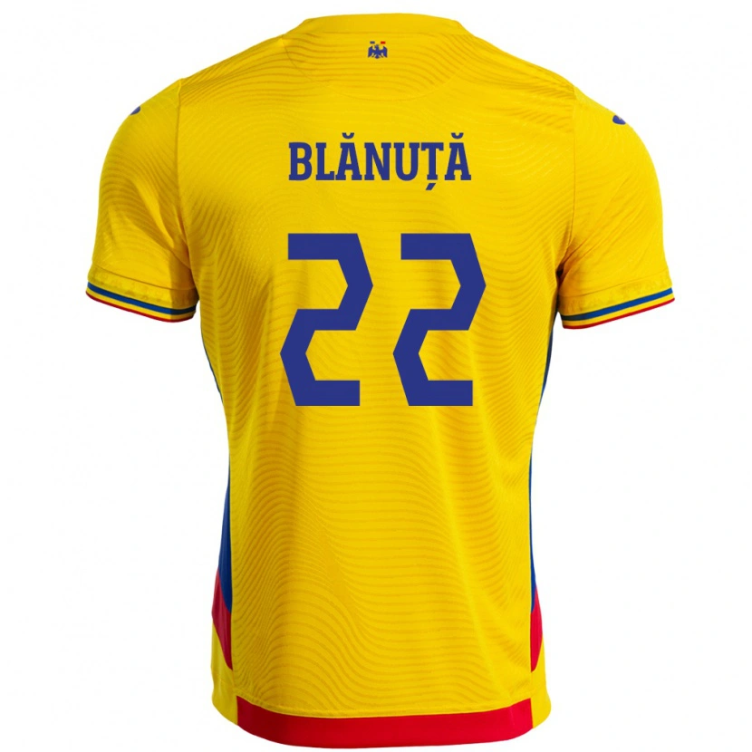DanxenメンズルーマニアVladislav Blănuță#22イエローホームシャツ24-26ジャージーユニフォーム