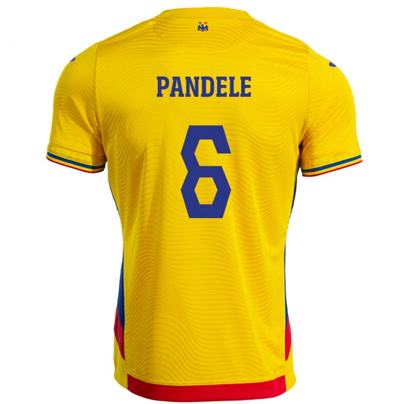 DanxenメンズルーマニアAndrei Pandele#6イエローホームシャツ24-26ジャージーユニフォーム
