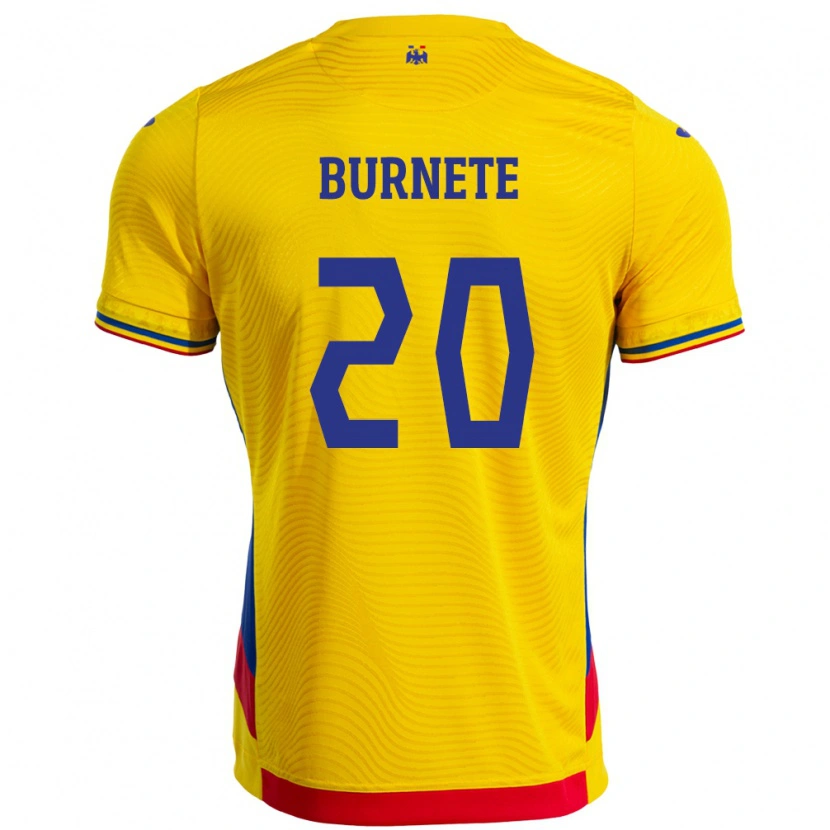 DanxenメンズルーマニアRareș Burnete#20イエローホームシャツ24-26ジャージーユニフォーム