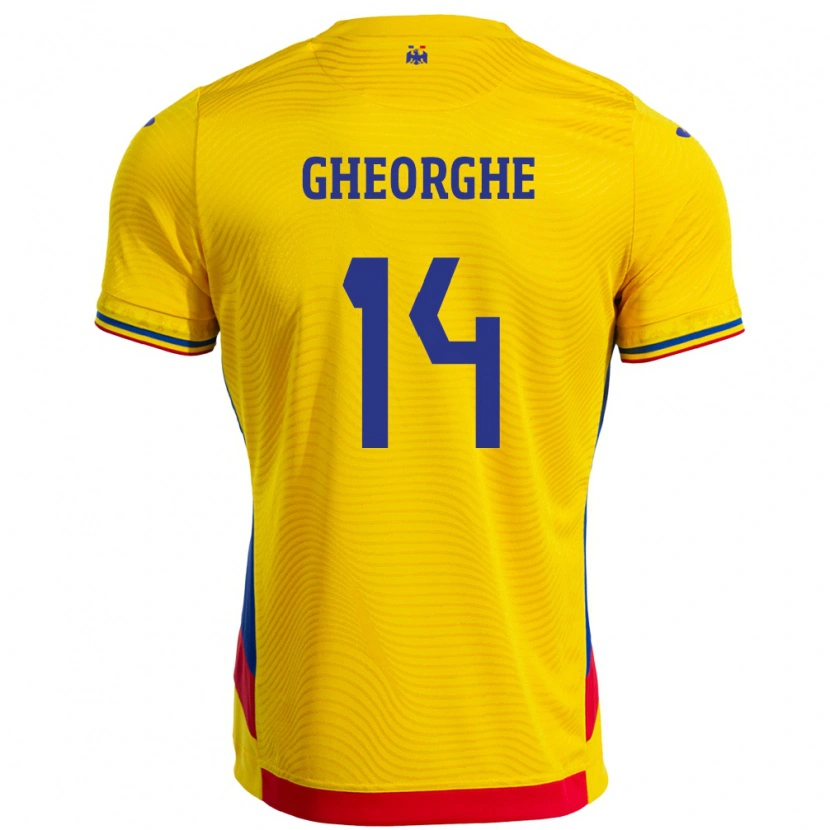 DanxenメンズルーマニアCostyn Gheorghe#14イエローホームシャツ24-26ジャージーユニフォーム