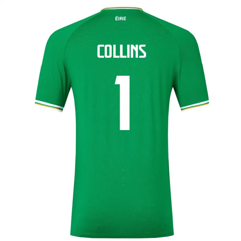 Danxenメンズアイルランド島Joe Collins#1緑ホームシャツ24-26ジャージーユニフォーム