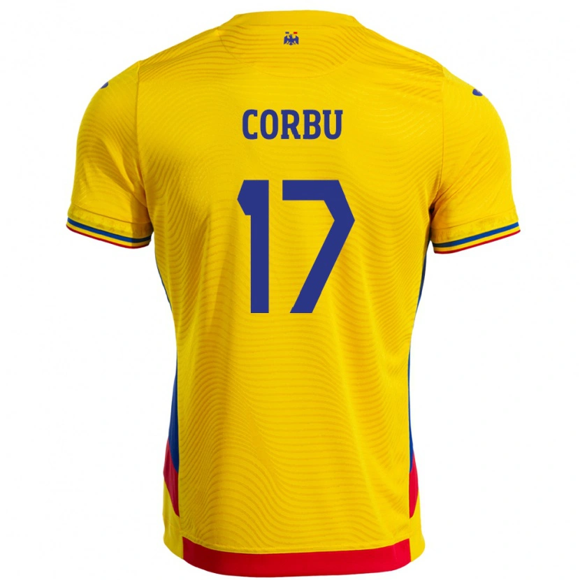 DanxenレディースルーマニアMarius Corbu#17イエローホームシャツ24-26ジャージーユニフォーム