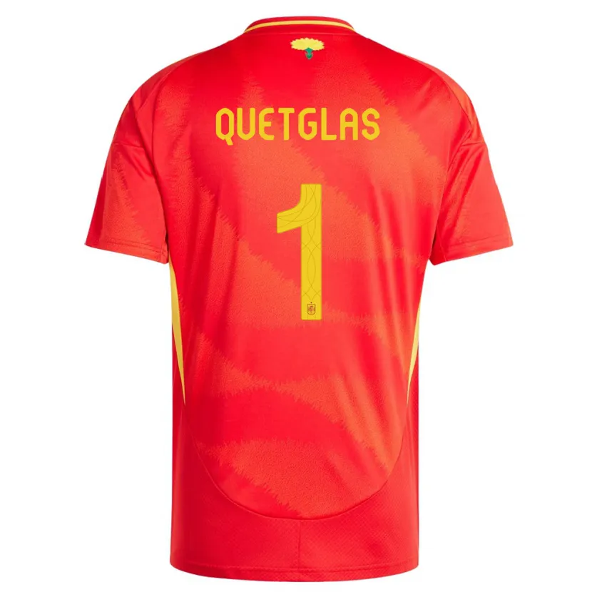DanxenキッズスペインFerran Quetglas#1赤ホームシャツ24-26ジャージーユニフォーム