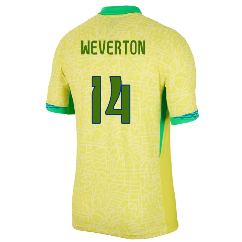 DanxenキッズブラジルWeverton#14黄ホームシャツ24-26ジャージーユニフォーム