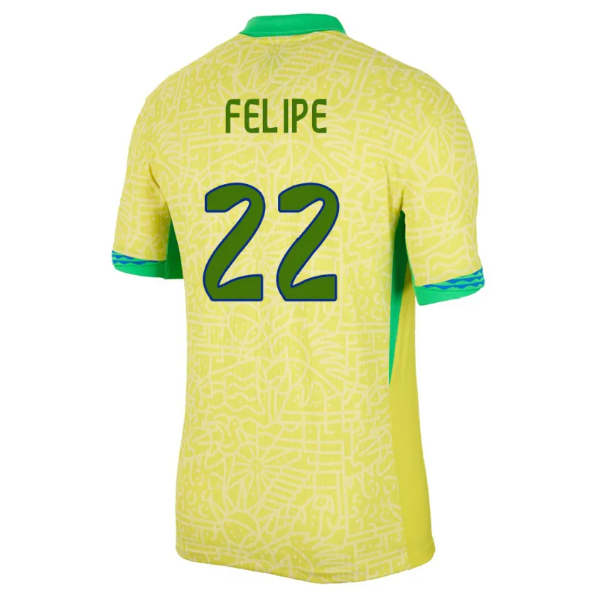 DanxenキッズブラジルCayo Felipe#22黄ホームシャツ24-26ジャージーユニフォーム