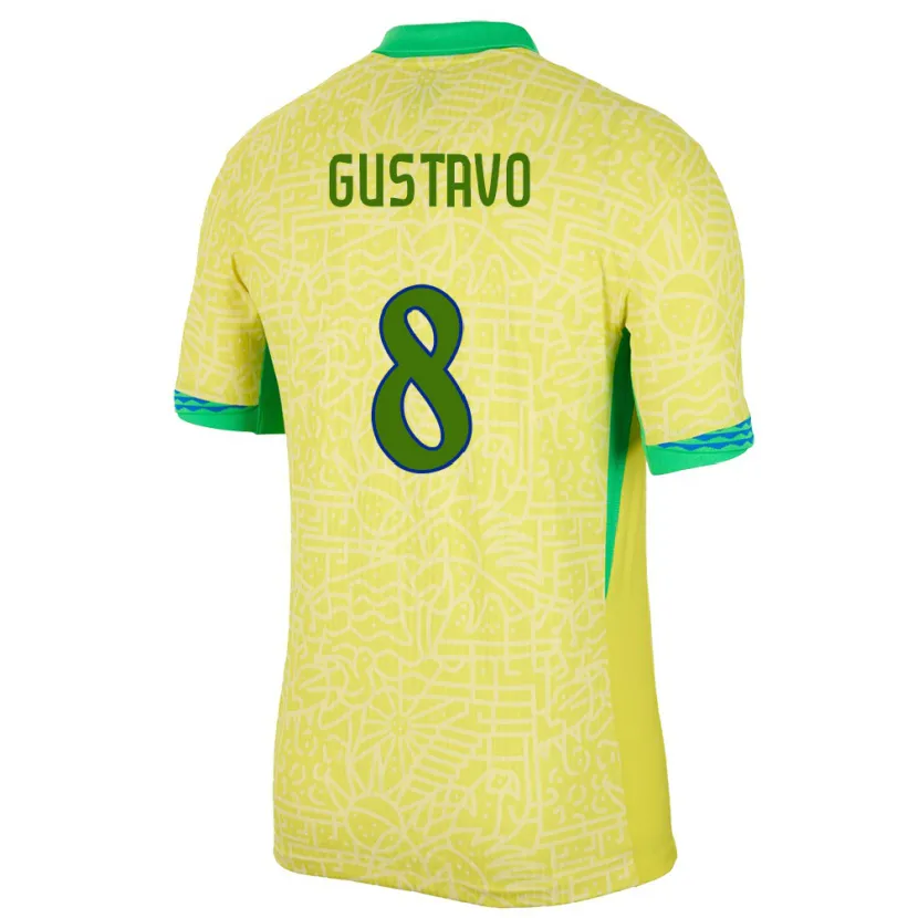 DanxenキッズブラジルLuiz Gustavo#8黄ホームシャツ24-26ジャージーユニフォーム