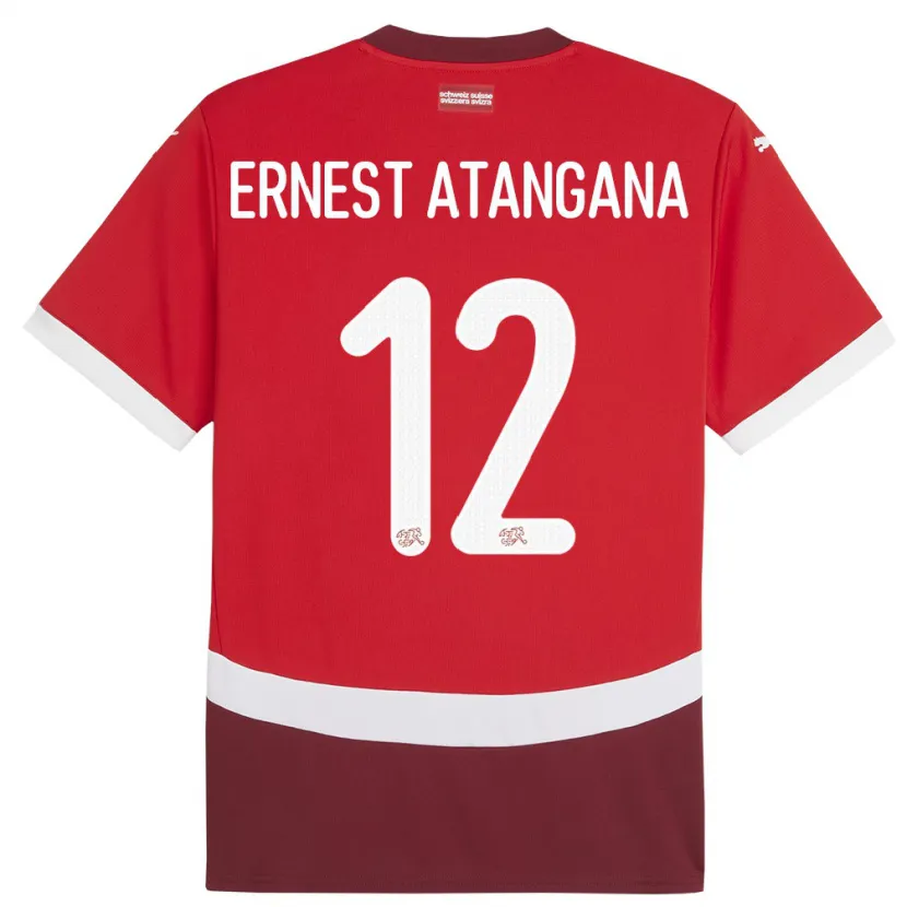 DanxenキッズスイスBrian Ernest Atangana#12赤ホームシャツ24-26ジャージーユニフォーム