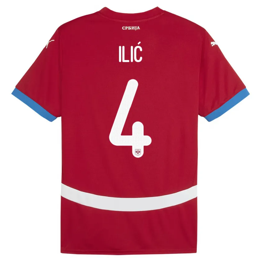 DanxenキッズセルビアMarija Ilic#4赤ホームシャツ24-26ジャージーユニフォーム