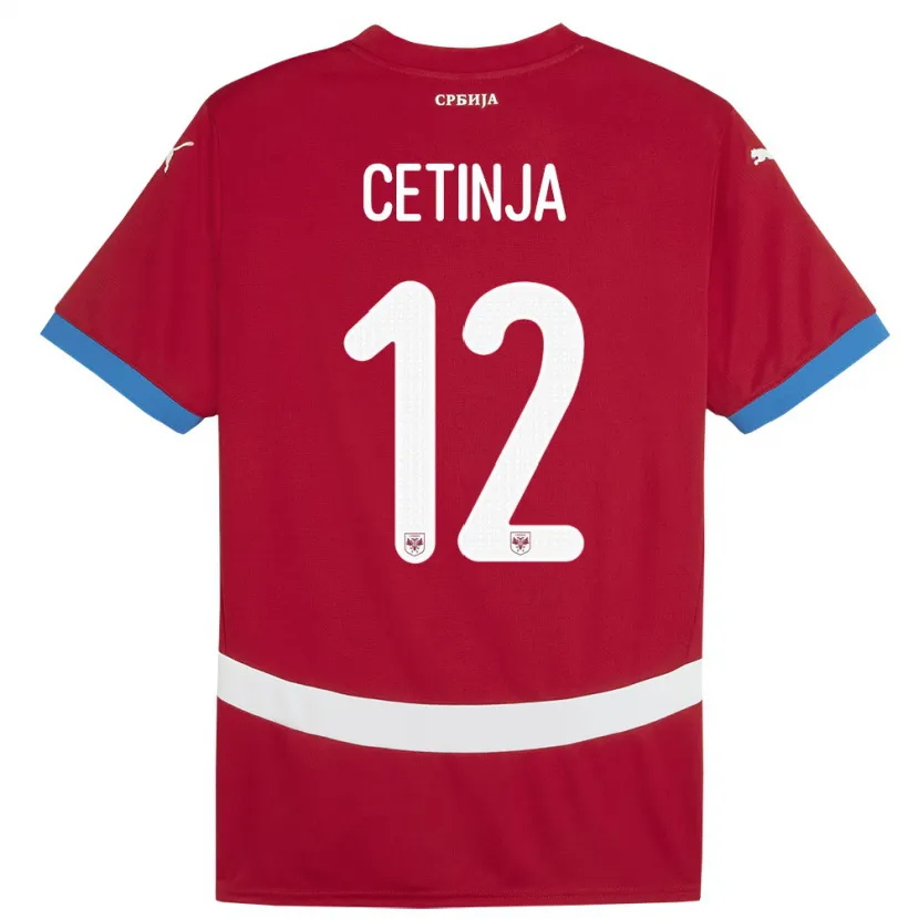 DanxenキッズセルビアSara Cetinja#12赤ホームシャツ24-26ジャージーユニフォーム