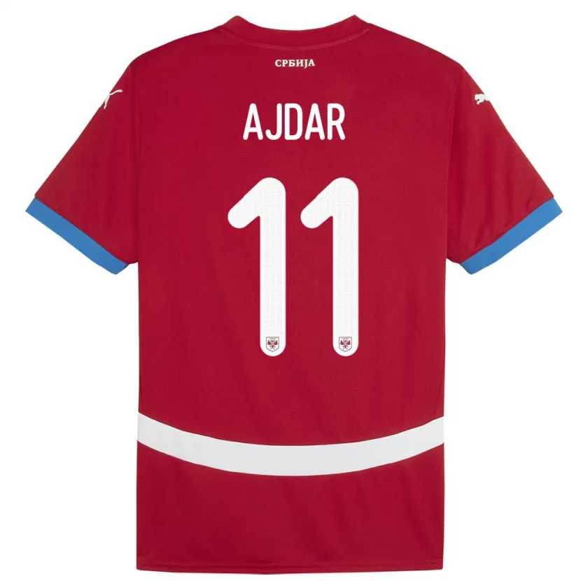 DanxenキッズセルビアOgnjen Ajdar#11赤ホームシャツ24-26ジャージーユニフォーム
