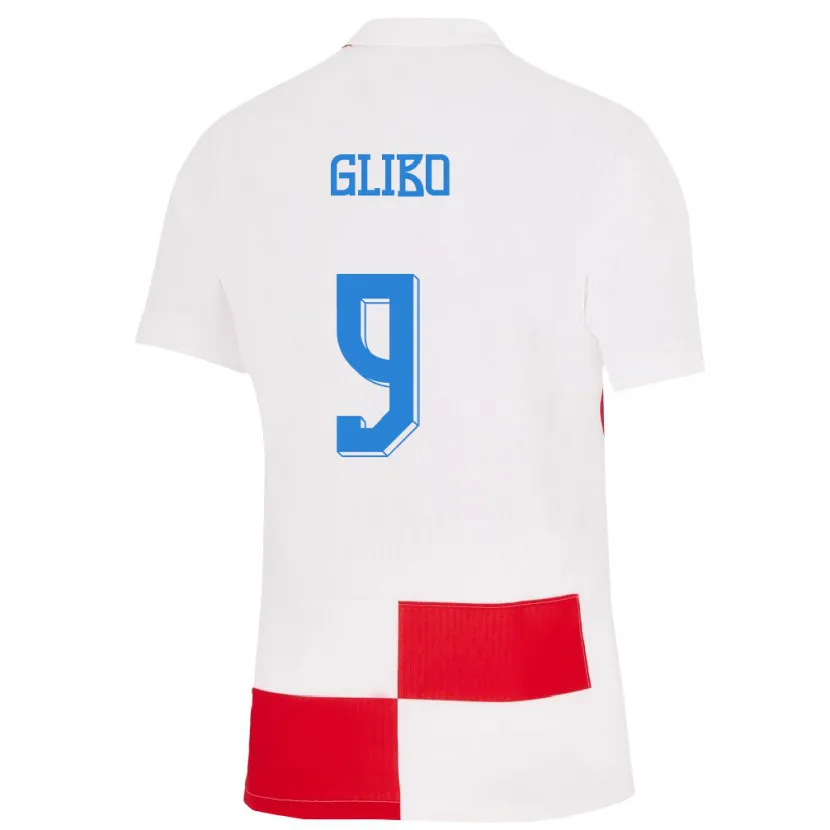 DanxenキッズクロアチアAndrea Glibo#9赤、白ホームシャツ24-26ジャージーユニフォーム