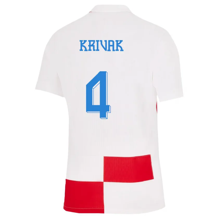 DanxenキッズクロアチアFabijan Krivak#4赤、白ホームシャツ24-26ジャージーユニフォーム