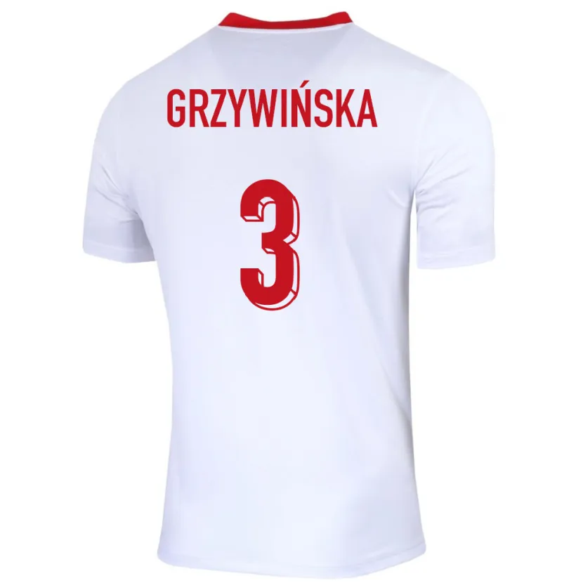 DanxenキッズポーランドGabriela Grzywinska#3白ホームシャツ24-26ジャージーユニフォーム