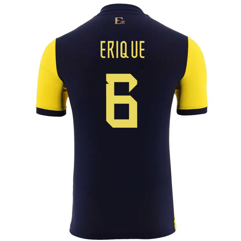 DanxenキッズエクアドルYeltzin Erique#6黄ホームシャツ24-26ジャージーユニフォーム