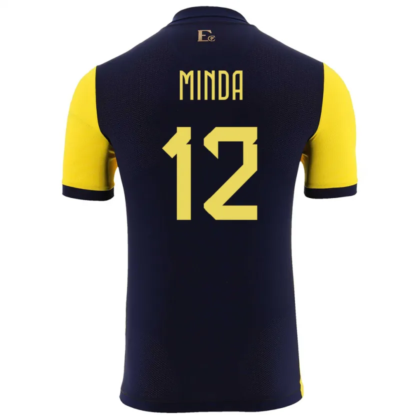 DanxenキッズエクアドルEthan Minda#12黄ホームシャツ24-26ジャージーユニフォーム