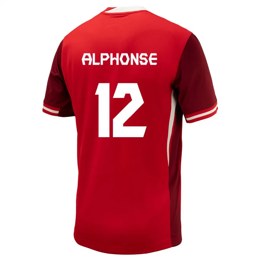 DanxenキッズカナダJefferson Alphonse#12赤ホームシャツ24-26ジャージーユニフォーム