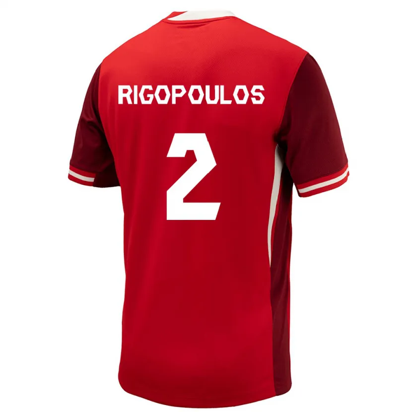 DanxenキッズカナダTheo Rigopoulos#2赤ホームシャツ24-26ジャージーユニフォーム