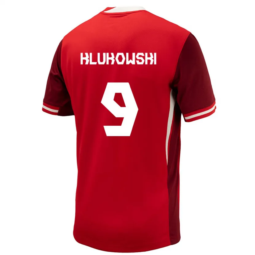 DanxenキッズカナダAntoni Klukowski#9赤ホームシャツ24-26ジャージーユニフォーム