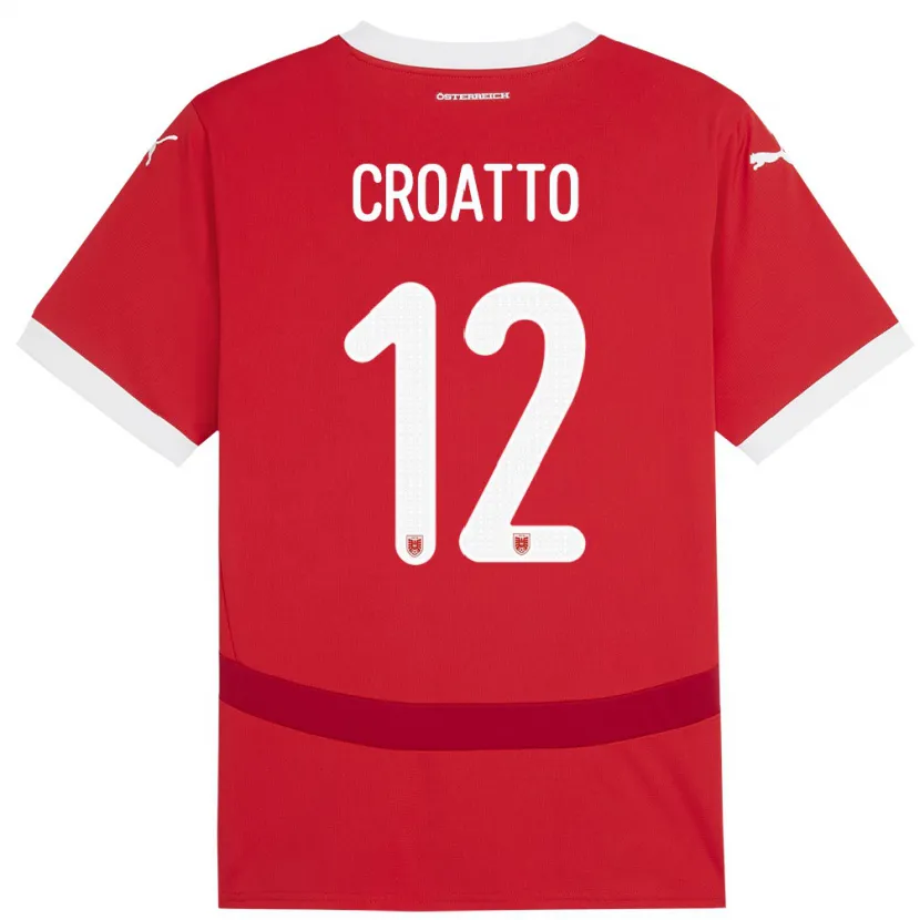 DanxenキッズオーストリアMichela Croatto#12赤ホームシャツ24-26ジャージーユニフォーム