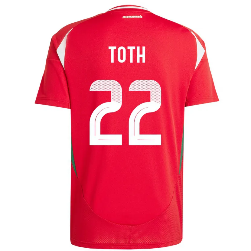 DanxenキッズハンガリーBalázs Tóth#22赤ホームシャツ24-26ジャージーユニフォーム