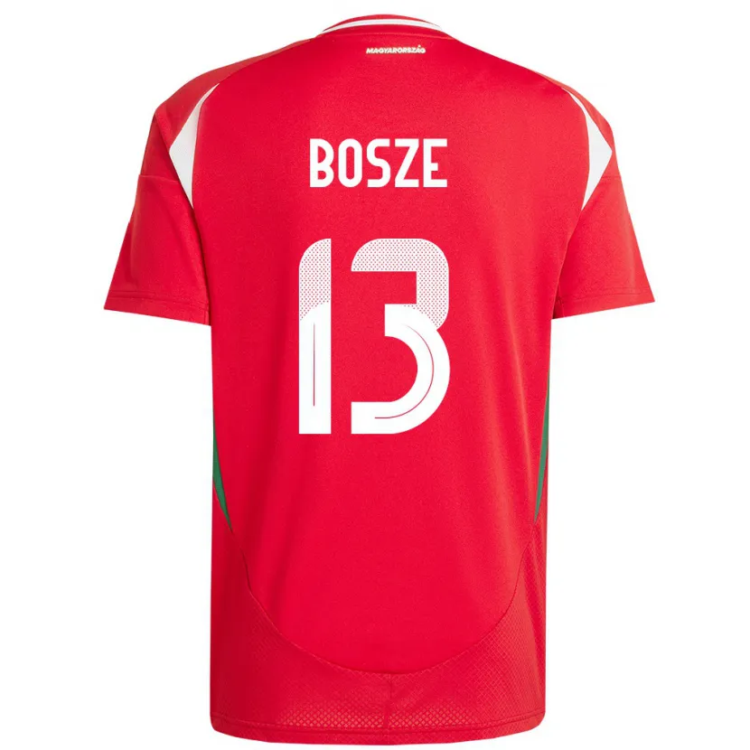 DanxenキッズハンガリーLevente Bősze#13赤ホームシャツ24-26ジャージーユニフォーム