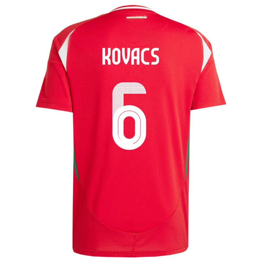 DanxenキッズハンガリーNoel Kovács#6赤ホームシャツ24-26ジャージーユニフォーム
