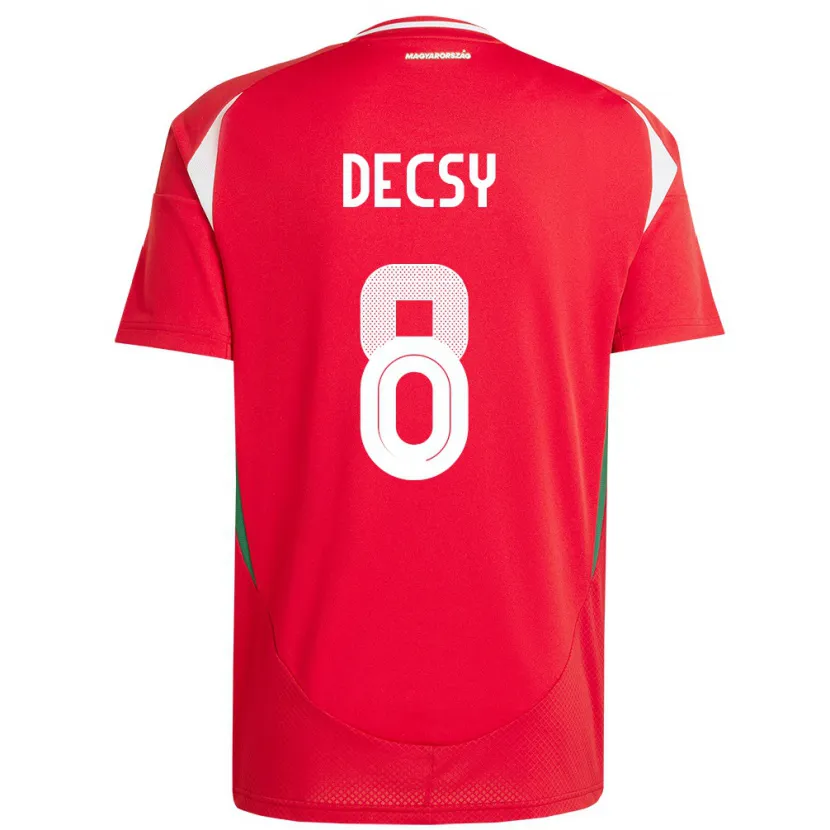 DanxenキッズハンガリーÁdám Décsy#8赤ホームシャツ24-26ジャージーユニフォーム