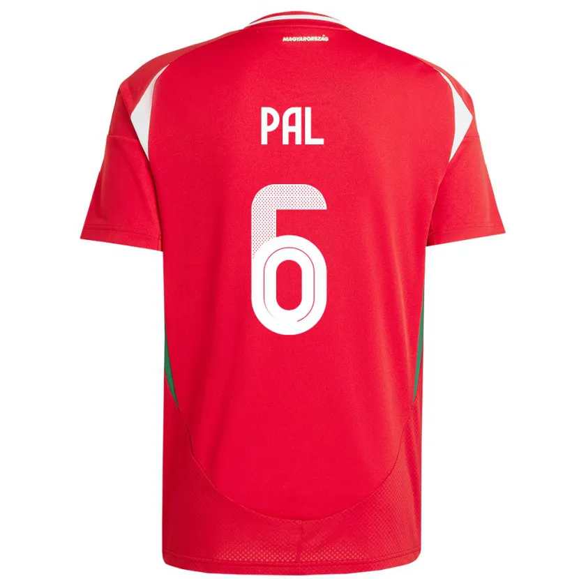 DanxenキッズハンガリーBarna Pál#6赤ホームシャツ24-26ジャージーユニフォーム