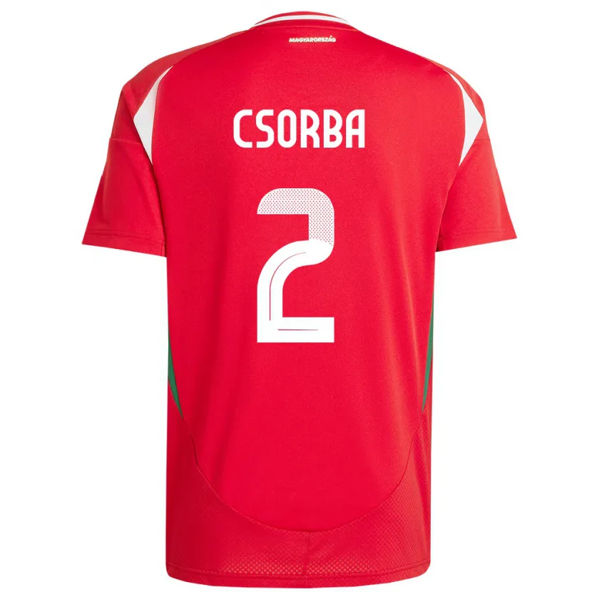 DanxenキッズハンガリーDominik Csorba#2赤ホームシャツ24-26ジャージーユニフォーム