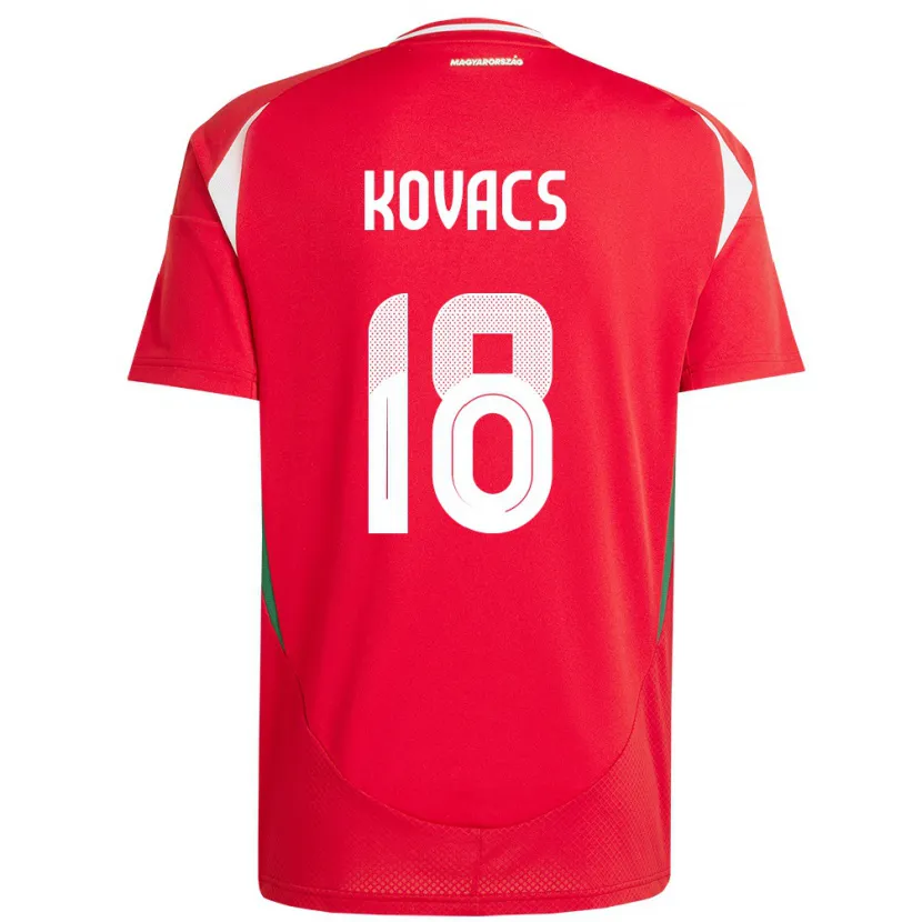 DanxenキッズハンガリーLaura Kovács#18赤ホームシャツ24-26ジャージーユニフォーム