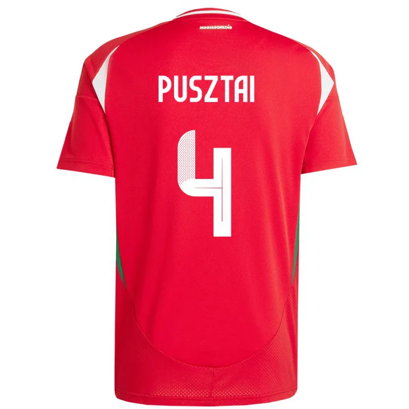 DanxenキッズハンガリーSára Pusztai#4赤ホームシャツ24-26ジャージーユニフォーム