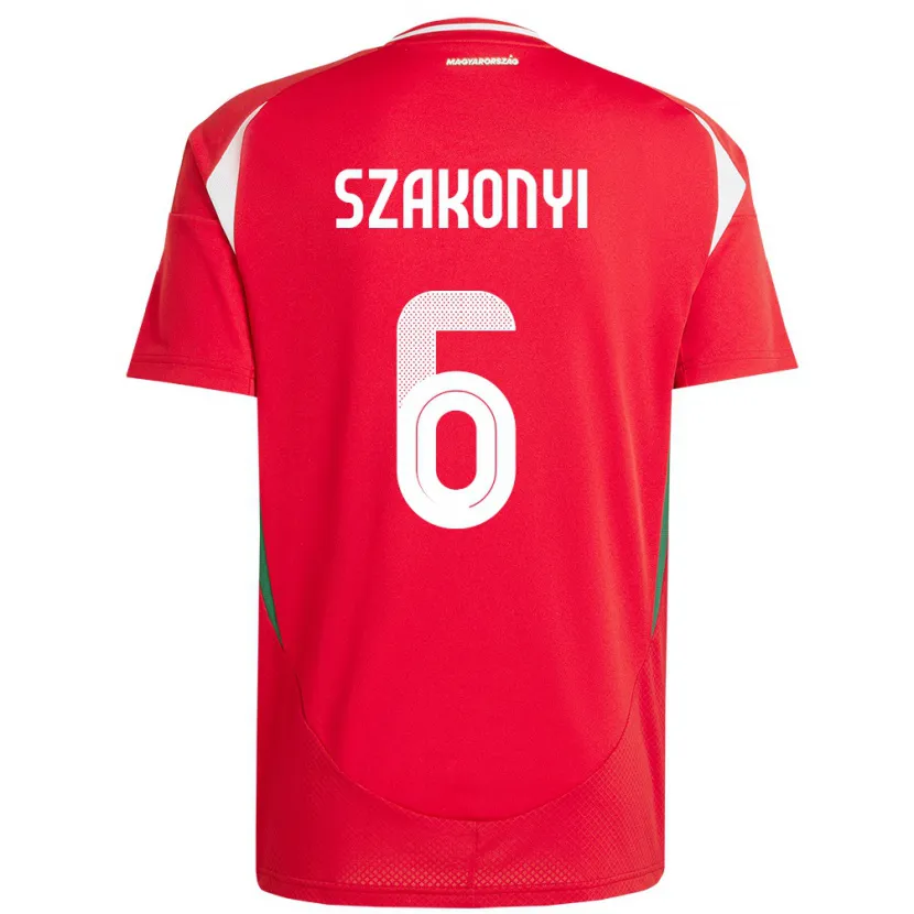 DanxenキッズハンガリーEmese Szakonyi#6赤ホームシャツ24-26ジャージーユニフォーム