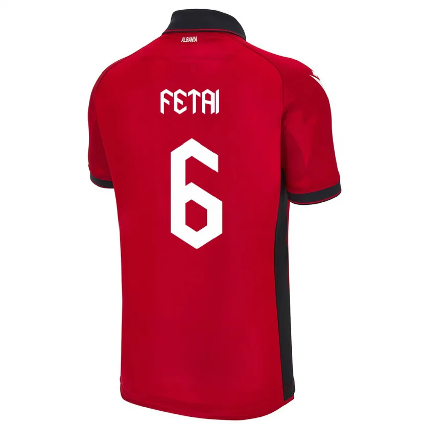 DanxenキッズアルバニアFeta Fetai#6赤ホームシャツ24-26ジャージーユニフォーム