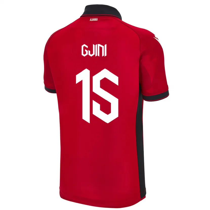 DanxenキッズアルバニアElmando Gjini#15赤ホームシャツ24-26ジャージーユニフォーム
