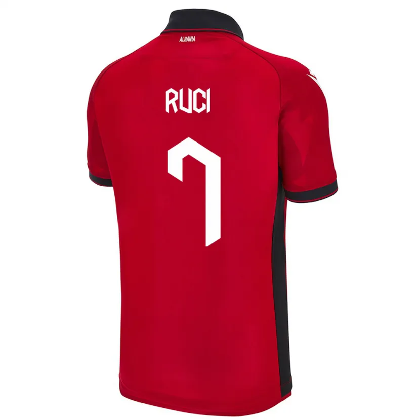 DanxenキッズアルバニアFlamur Ruci#7赤ホームシャツ24-26ジャージーユニフォーム