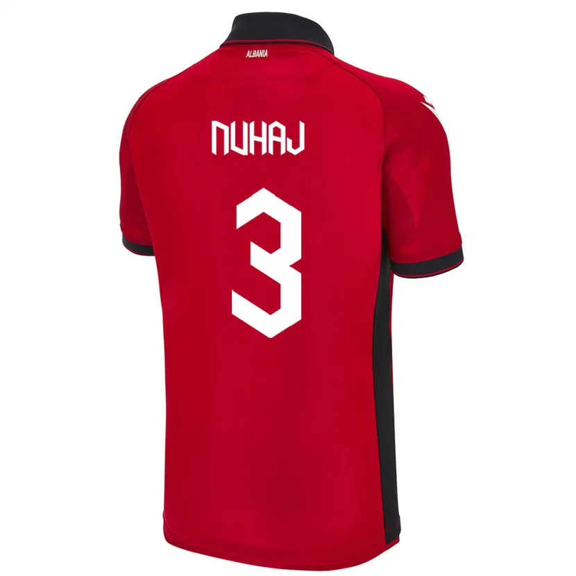 DanxenキッズアルバニアFabjano Nuhaj#3赤ホームシャツ24-26ジャージーユニフォーム