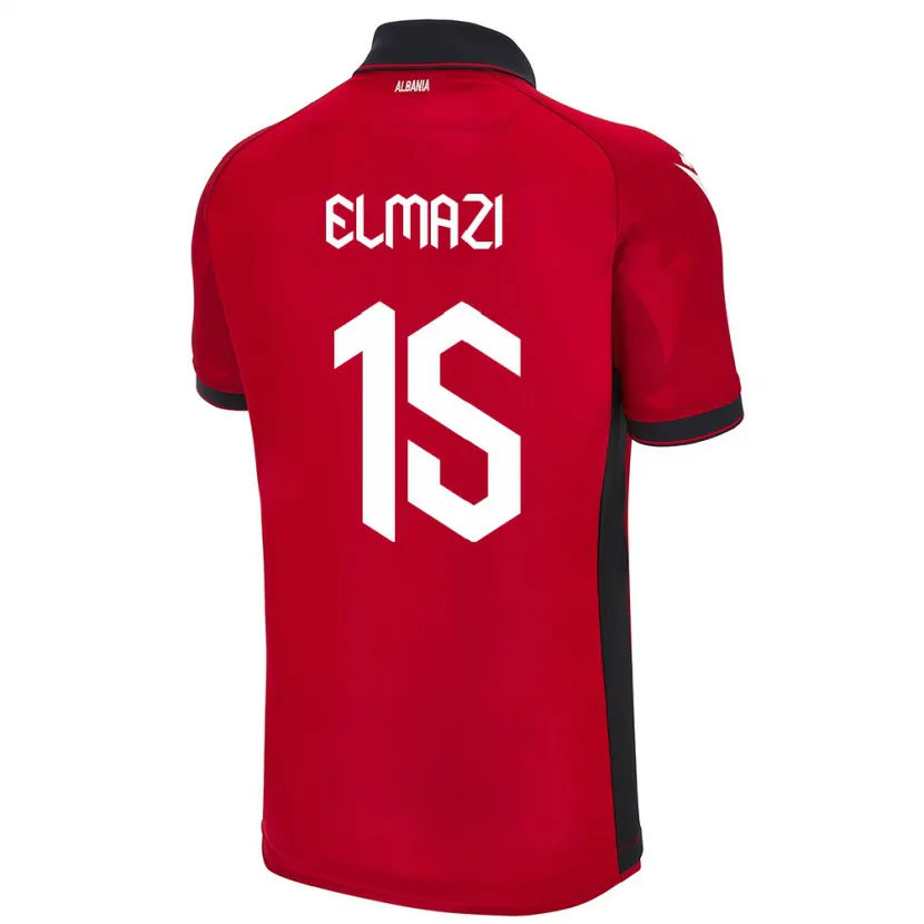 DanxenキッズアルバニアEnea Elmazi#15赤ホームシャツ24-26ジャージーユニフォーム