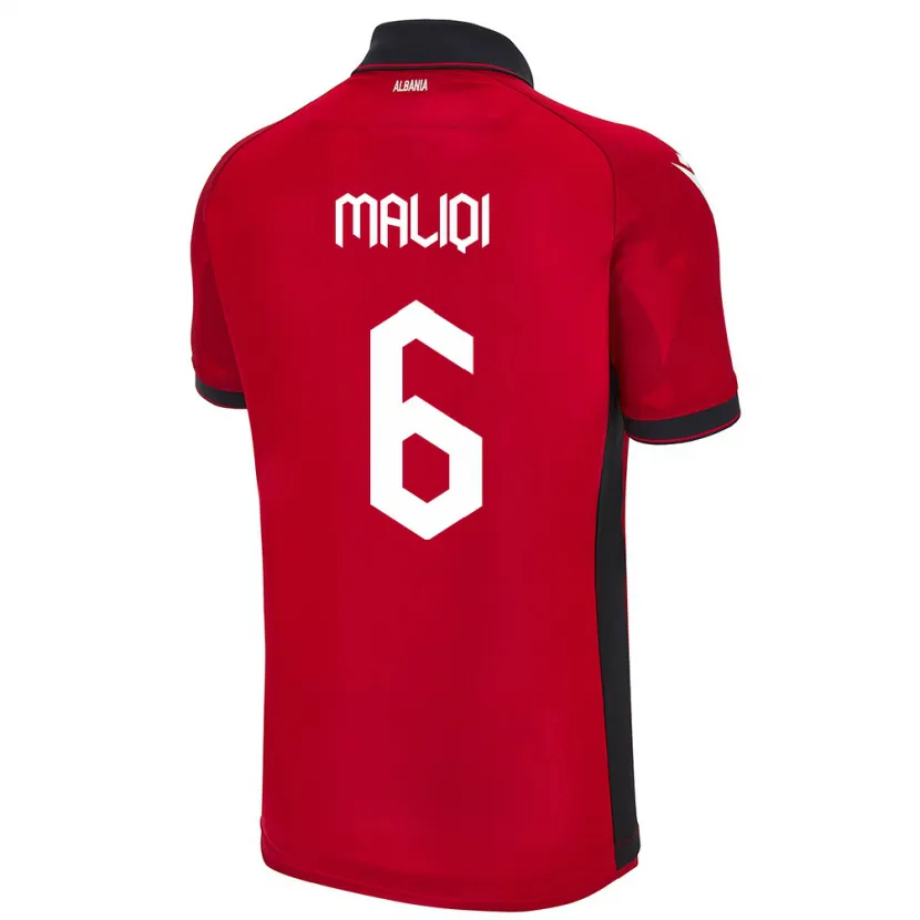 DanxenキッズアルバニアSara Maliqi#6赤ホームシャツ24-26ジャージーユニフォーム