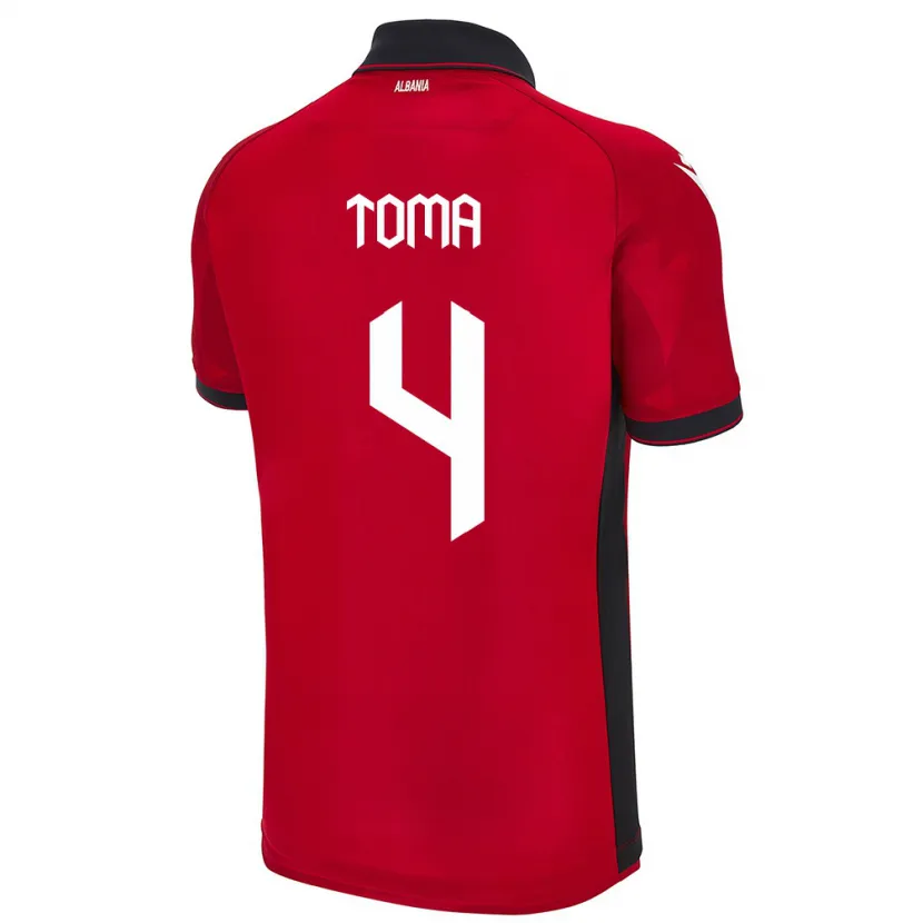 DanxenキッズアルバニアStella Toma#4赤ホームシャツ24-26ジャージーユニフォーム