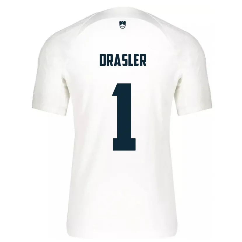 DanxenキッズスロベニアIztok Drasler#1白ホームシャツ24-26ジャージーユニフォーム
