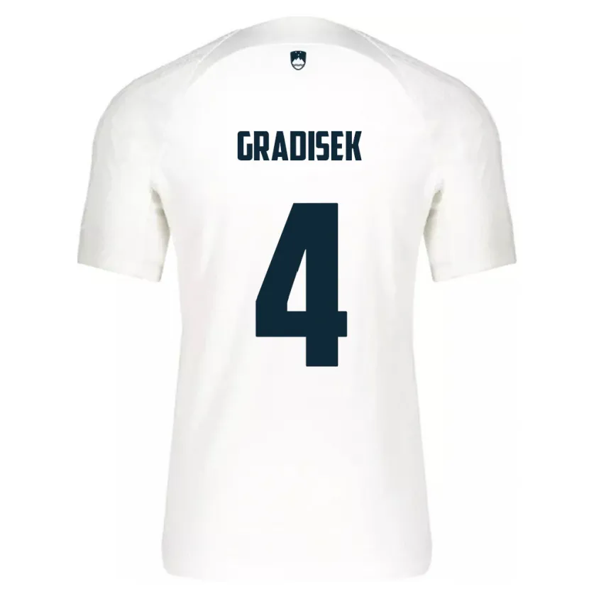 DanxenキッズスロベニアSara Gradišek#4白ホームシャツ24-26ジャージーユニフォーム