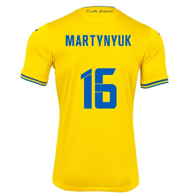 DanxenキッズウクライナOleksandr Martynyuk#16黄ホームシャツ24-26ジャージーユニフォーム
