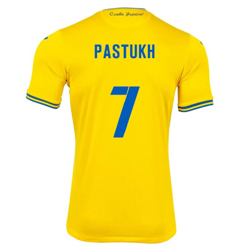 DanxenキッズウクライナYevgeniy Pastukh#7黄ホームシャツ24-26ジャージーユニフォーム