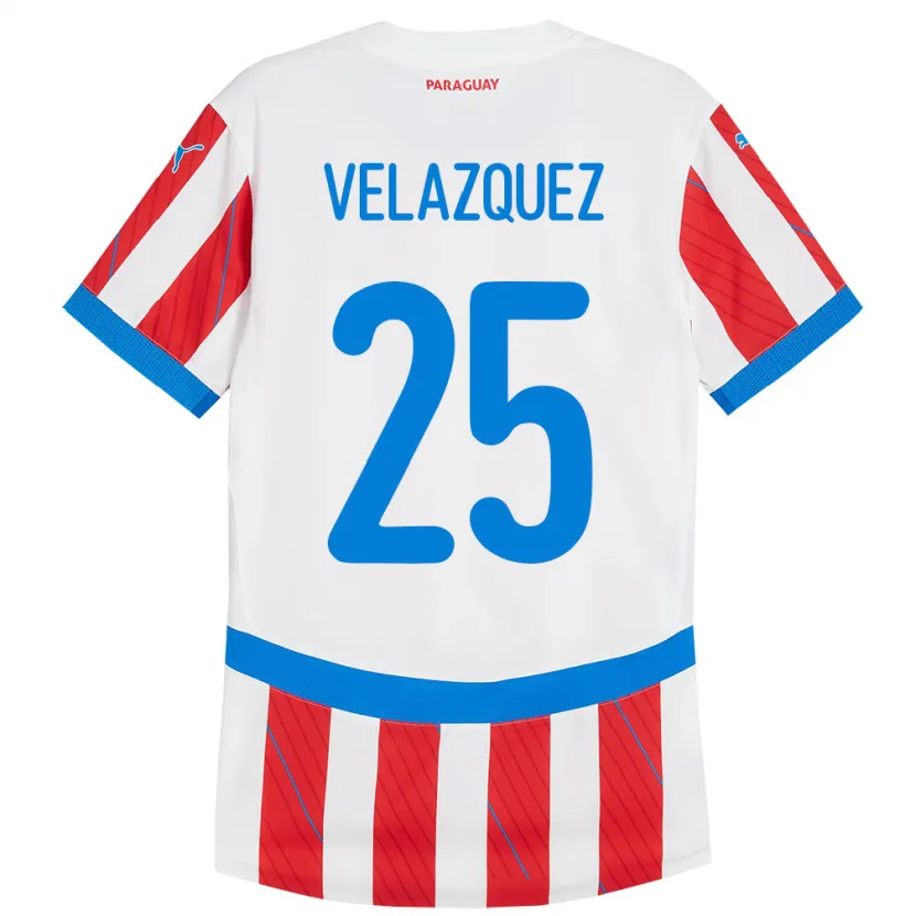 DanxenキッズパラグアイGustavo Velázquez#25赤、白ホームシャツ24-26ジャージーユニフォーム