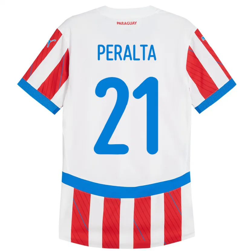 DanxenキッズパラグアイFabrizio Peralta#21赤、白ホームシャツ24-26ジャージーユニフォーム