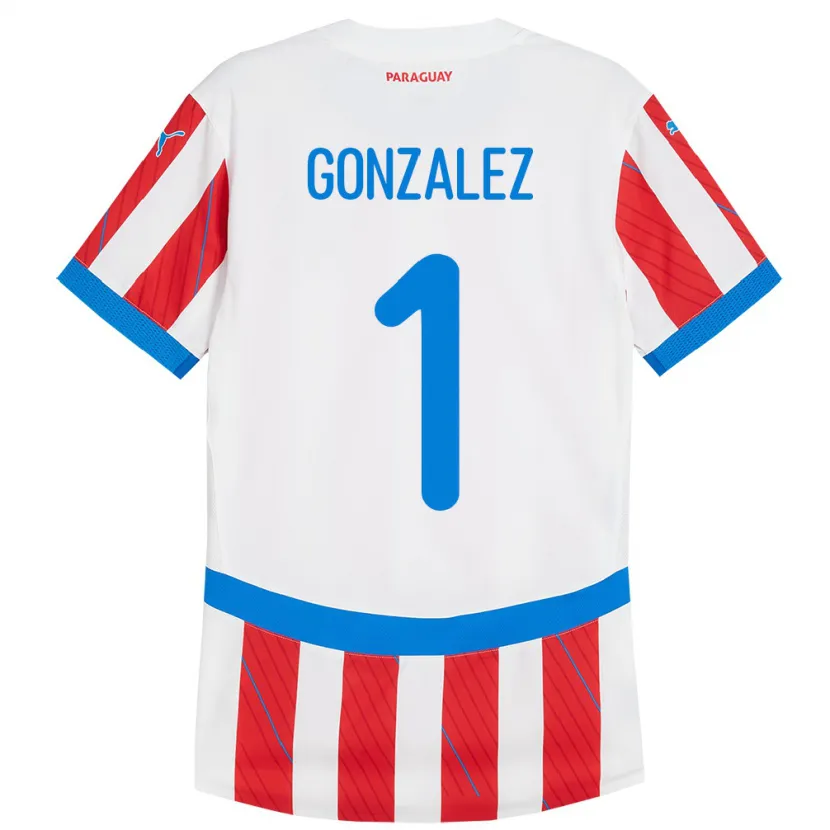 DanxenキッズパラグアイÁngel González#1赤、白ホームシャツ24-26ジャージーユニフォーム