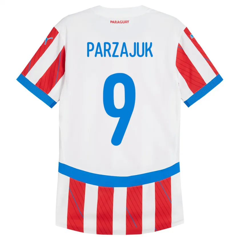 DanxenキッズパラグアイKevin Parzajuk#9赤、白ホームシャツ24-26ジャージーユニフォーム
