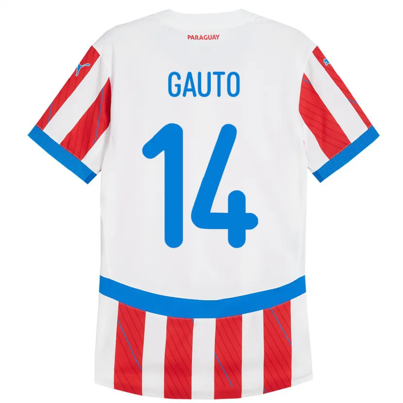 DanxenキッズパラグアイAriel Gauto#14赤、白ホームシャツ24-26ジャージーユニフォーム