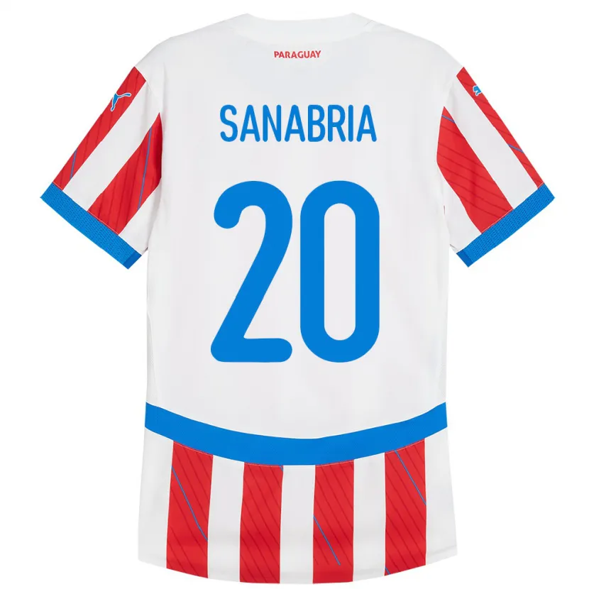 DanxenキッズパラグアイTobías Sanabria#20赤、白ホームシャツ24-26ジャージーユニフォーム