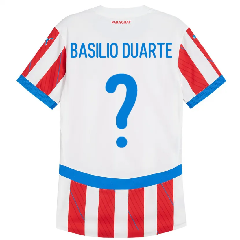 DanxenキッズパラグアイBasilio Duarte#0赤、白ホームシャツ24-26ジャージーユニフォーム
